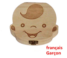 Cargar imagen en el visor de la galería, Baby Milk Teeth Box Spanish English Russion Baby Wood Tooth Box Baby Tooth Organizer Kids Deciduous Storage Collect wooden Box