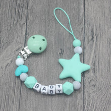 Tải hình ảnh vào trình xem Thư viện, XCQGH Personalized Name Handmade Pacifier Clips Holder Chain Silicone Pacifier Chains Five Star Baby Teether Teething Chain
