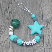 Tải hình ảnh vào trình xem Thư viện, XCQGH Personalized Name Handmade Pacifier Clips Holder Chain Silicone Pacifier Chains Five Star Baby Teether Teething Chain
