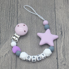 Tải hình ảnh vào trình xem Thư viện, XCQGH Personalized Name Handmade Pacifier Clips Holder Chain Silicone Pacifier Chains Five Star Baby Teether Teething Chain