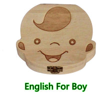 Cargar imagen en el visor de la galería, Baby Milk Teeth Box Spanish English Russion Baby Wood Tooth Box Baby Tooth Organizer Kids Deciduous Storage Collect wooden Box
