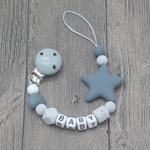 Cargar imagen en el visor de la galería, XCQGH Personalized Name Handmade Pacifier Clips Holder Chain Silicone Pacifier Chains Five Star Baby Teether Teething Chain
