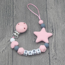 Cargar imagen en el visor de la galería, XCQGH Personalized Name Handmade Pacifier Clips Holder Chain Silicone Pacifier Chains Five Star Baby Teether Teething Chain
