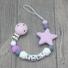 Cargar imagen en el visor de la galería, XCQGH Personalized Name Handmade Pacifier Clips Holder Chain Silicone Pacifier Chains Five Star Baby Teether Teething Chain
