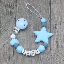 Cargar imagen en el visor de la galería, XCQGH Personalized Name Handmade Pacifier Clips Holder Chain Silicone Pacifier Chains Five Star Baby Teether Teething Chain
